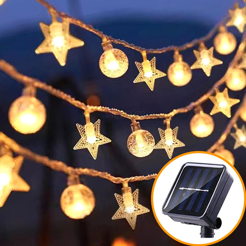 Ligyetor สายไฟหิ่งห้อย LED 8 โหมด พลังงานแสงอาทิตย์ กันน้ํา 12 เมตร สําหรับตกแต่งสวน คริสต์มาส กลางแจ้ง