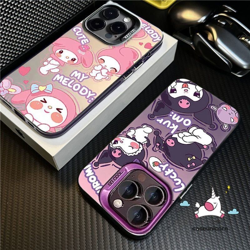 เคสโทรศัพท์มือถือคู่รัก แบบนุ่ม ลายการ์ตูนกราฟฟิตี้ Sanrio Kuromi Melody น่ารัก หรูหรา สําหรับ IPhone 11 14 15 13 12 Pro Max 7Plus X XS Max XR 7 8 Plus SE 2020