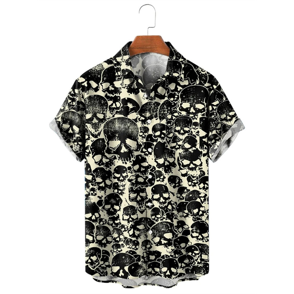 เสื้อยืดแขนสั้นลําลอง พิมพ์ลายกีตาร์ สไตล์ฮาวาย แฟชั่นฤดูร้อน สไตล์วินเทจ สําหรับผู้ชาย