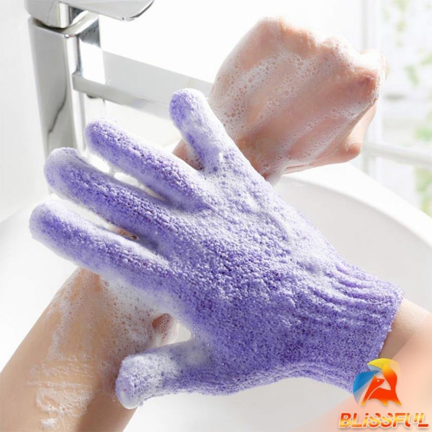B.F ถุงมืออาบน้ำ ถุงมือขัดผิวอาบน้ำ ขจัดเซลล์ผิวเก่า พร้อมส่ง Glove-style bath towel