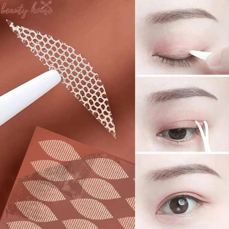 เทปไฟเบอร์บิวตี้ - แถบกาวอายไลเนอร์ แบบมีกาวในตัว - แผ่นแปะอายไลเนอร์โทนสีผิว - กันน้ํา - แผ่นปิดตาที่มองไม่เห็นตามธรรมชาติ พร้อมแหนบ