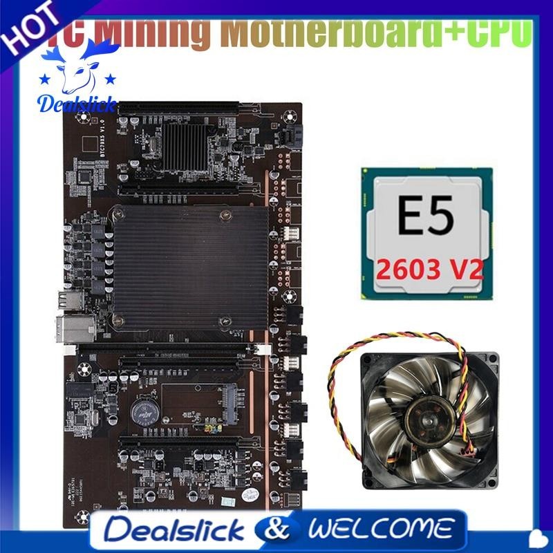 【Dealslick】เมนบอร์ดแร่ H61 X79 BTC พร้อมพัดลมระบายความร้อน E5 2603 V2 CPU LGA 2011 DDR3 รองรับการ์ดจอ 3060 3070 3080