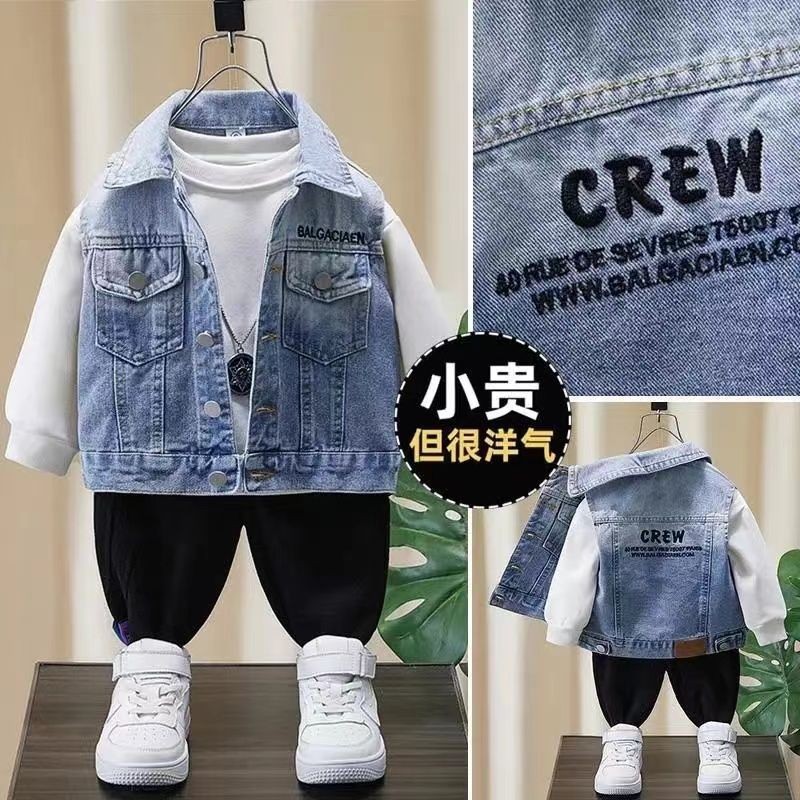 เสื้อแจ็กเก็ตยีน เสื้อกั๊ก เข้ากับทุกการแต่งกาย สําหรับเด็กอนุบาล