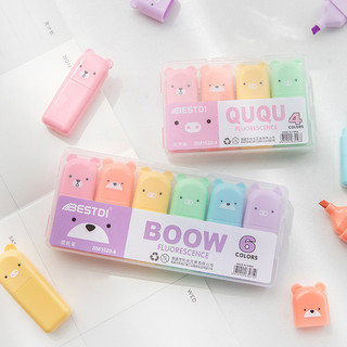6 ชิ ้ น/set น ่ ารัก Mini Bear ปากกาเน ้ นข ้ อความปากกาเรืองแสง Art Marker ปากกานักเรียนซัพพลาย