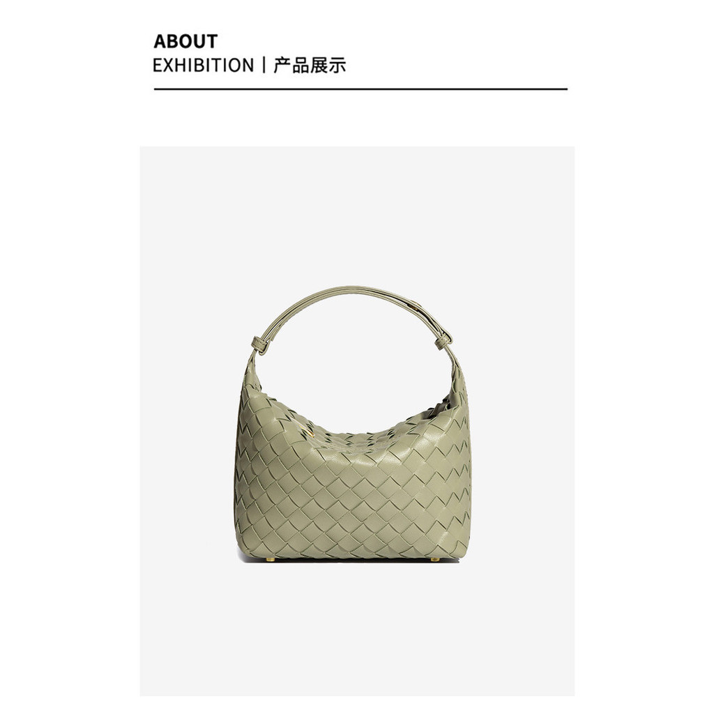 กระเป๋าผ้า PU กระเป๋าถือหนังทอมือ Niche Design แฟชั่นลําลองถือกระเป๋าหญิง All-Match เนื้อสด One-Shoul