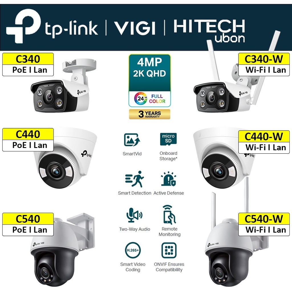 ถูกสุด - [ประกันศูนย์ 3ปี] TP-Link VIGI C340/C340-W/C440/C440-W/C540/C540-W กล้องวงจรปิด Network Cam