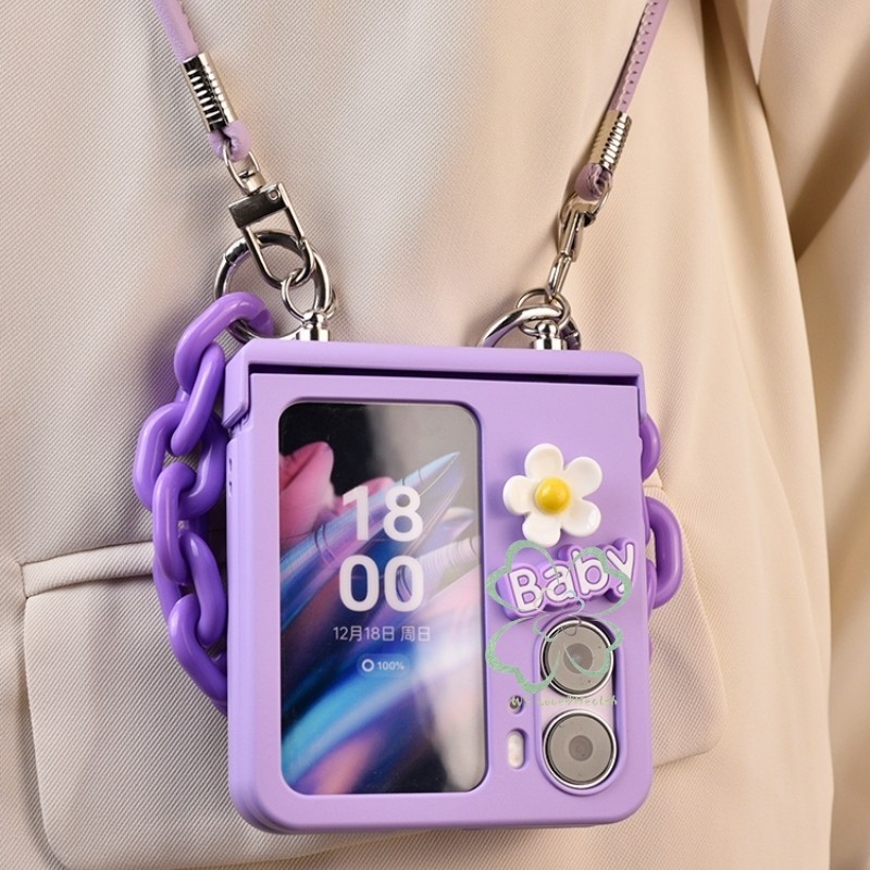 เคสแข็ง ลายดอกไม้ 3D กันกระแทก พร้อมสายโซ่คล้องข้อมือ รูปที่ 5