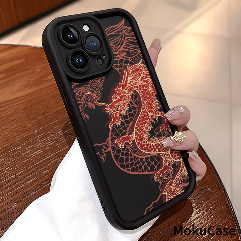 เคสไอโฟน 15/14/13/12/11 Pro max สำหรับผู้ชายซิลิโคนมังกร Compatible Case iPhone 11,12,13,14,15,16,11PM,12PM,13PM,14PM,15PM,16PM,16Plus,X/Xs, XR,7 +,8Plus