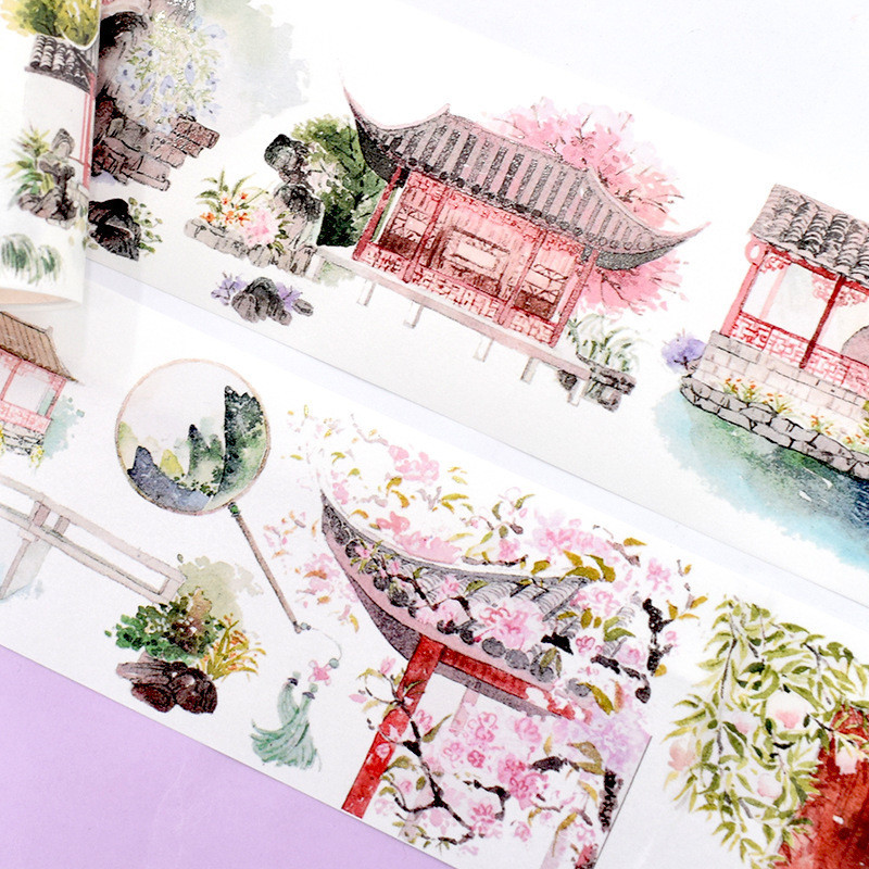 เทปวาชิ สไตล์โบราณ สําหรับตกแต่งสมุดภาพ สถาปัตยกรรม DIY
