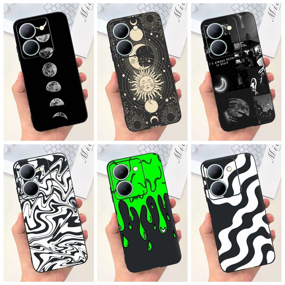 เคสโทรศัพท์มือถือ ซิลิโคนนุ่ม ลายดวงจันทร์ ระลอกคลื่น แฟชั่น สําหรับ Vivo Y27s Y27 5G Y36 V2247 V2248 V2322 V2302