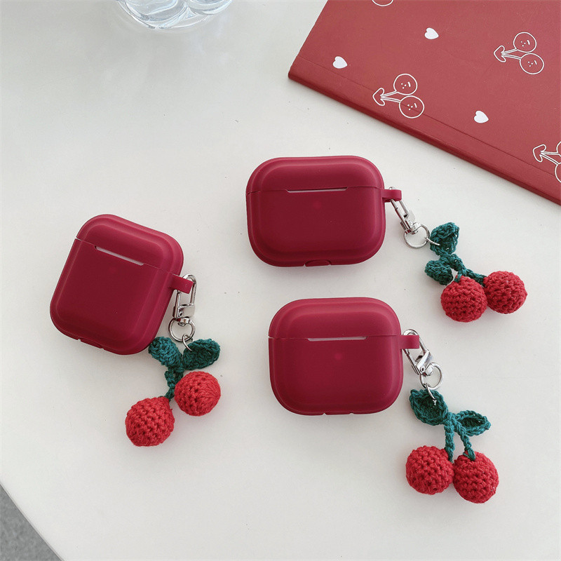 จี้เชอร์รี่ เหมาะสําหรับ Airpods1/2 3 Pro Pro2 Airpods4 ชุดหูฟังไร้สายบลูทูธป้องกันกรณี Air Pods Pro 3 4 หูฟังป้องกันกรณี