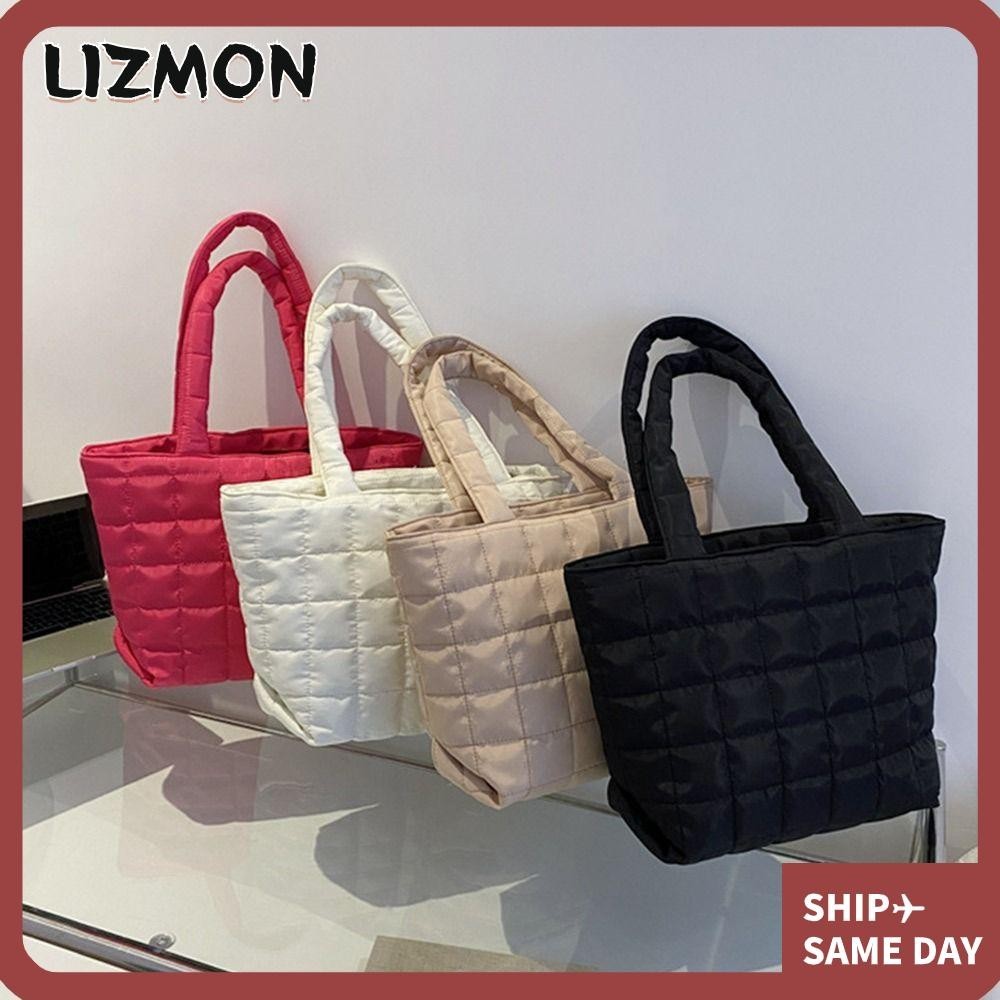 Lizmon กระเป๋าถือ ผ้าฝ้าย และผ้าไนล่อน ขนาดใหญ่ จุของได้เยอะ สีพื้น แฟชั่นสําหรับเด็กผู้หญิง