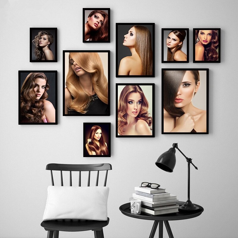 โปสเตอร์ผ้าใบไร้กรอบ HD ทรงผมแต่งหน้า Lady Portrait ขนาดใหญ่ไม่มีกรอบผ้าใบภาพวาดร้านเสริมสวย Home Wall Art Decor