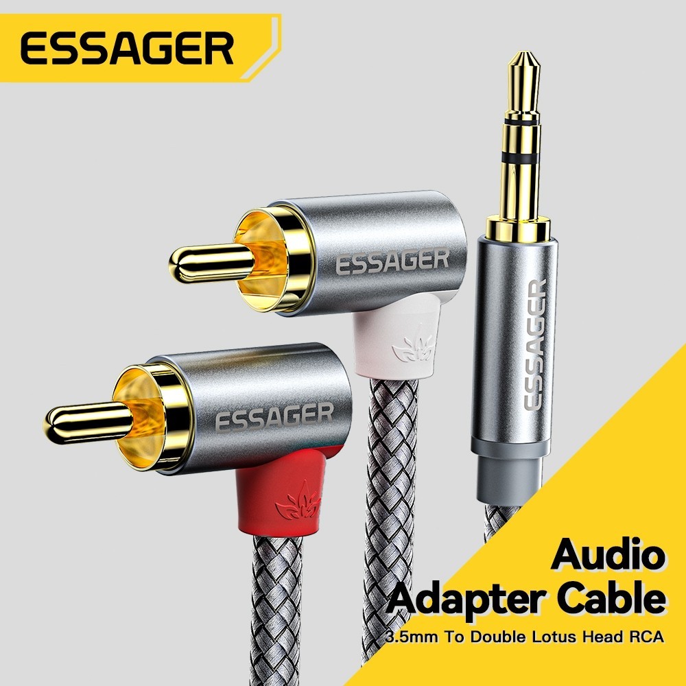 Essager แจ็ค3.5สายเคเบิล RCA RCA สายออดิโอ3.5มม. แจ็คเพื่อ2RCA ตัวแยกสายเอยูเอ็กซ์ตัวผู้สำหรับลำโพง DVD คอมพิวเตอร์ทีวี