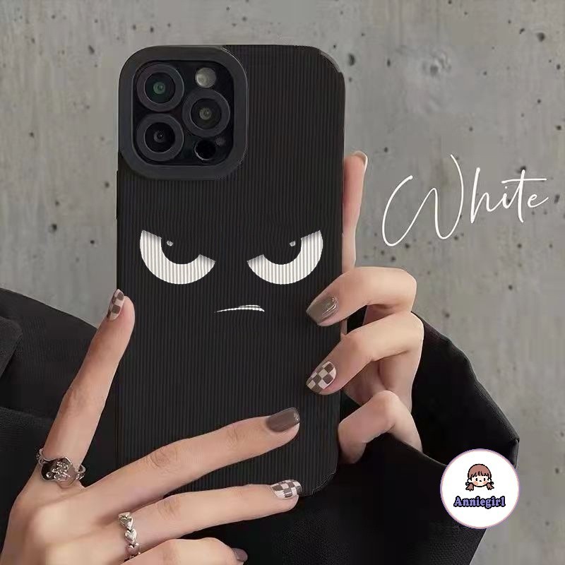 เคสโทรศัพท์มือถือหนังนิ่ม กันฝุ่น ลายการ์ตูนตาโกรธ สีดํา สําหรับ IPhone 11 15 14 Pro MAX 12 13 Promax XS MAX XR 7 8Plus SE 14 15plus