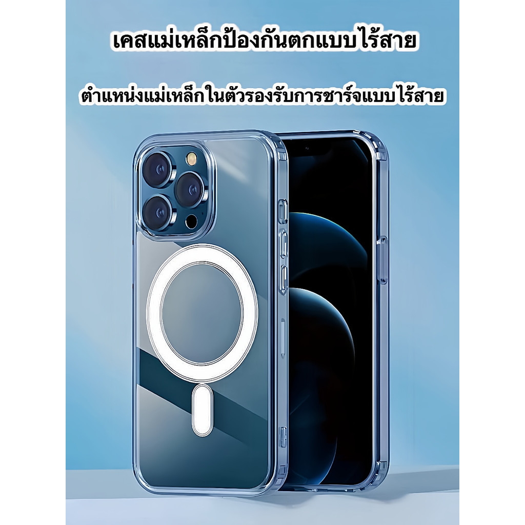 เคสใส magnatic แม่เหล็ก ชาร์จไร้สาย case กันกระแทก สำหรับ ไอโฟน 16 15 14 13 12 11 8 7 xs pro max mini plus xr se