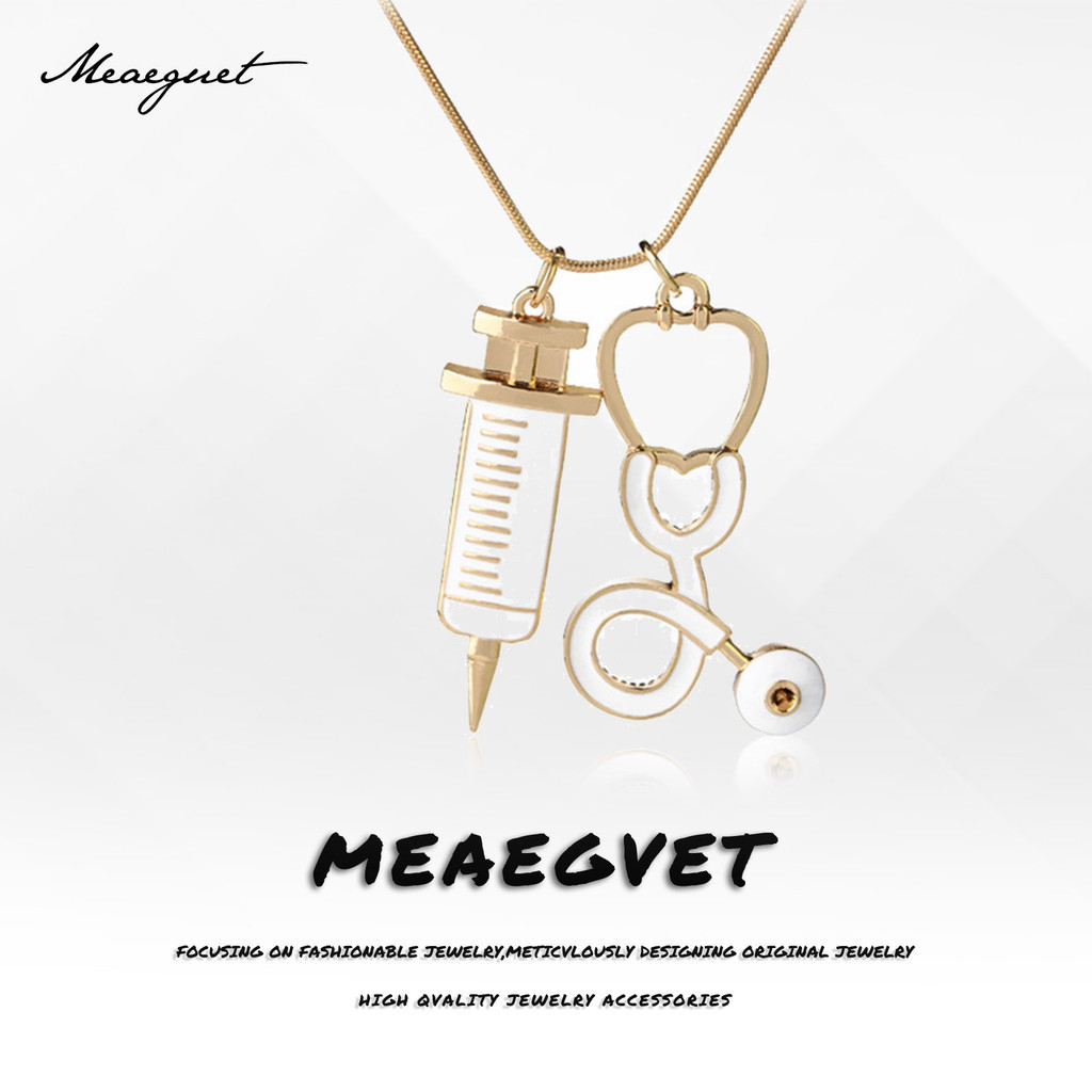 Meaeguet Rose Gold ECG หูฟังสร้อยคอผู้หญิง Love Heart สร้อยคอพยาบาลพยาบาลพยาบาลพยาบาลแพทย์นักเรียน B