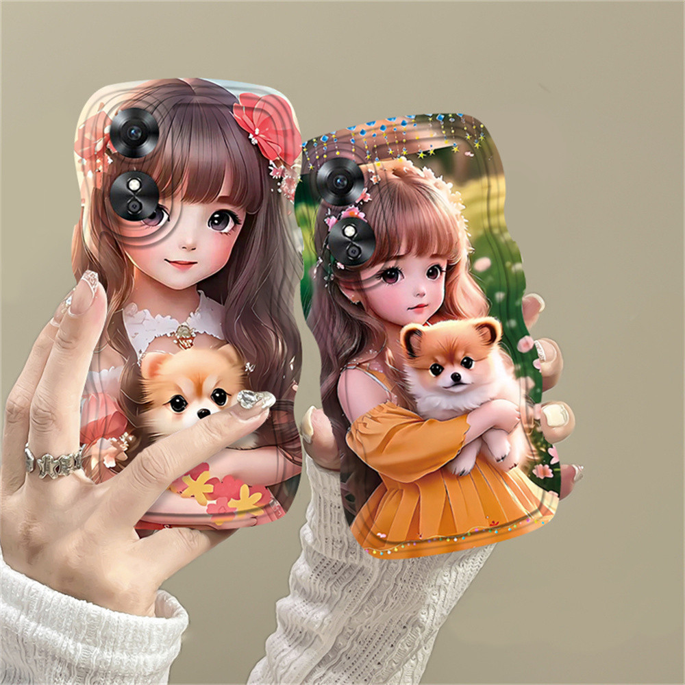 เคสโทรศัพท์มือถือ ลายการ์ตูนลูกสุนัขน่ารัก สําหรับ OPPO A78 A18 A17 A57 A58 Reno 8T A15 A16K A54 A12 A5S A7 A54S A94 A93 A3S A53 A31 A52 A74 A95 F9 A1K A76 A9 2020 A37 F5 F7