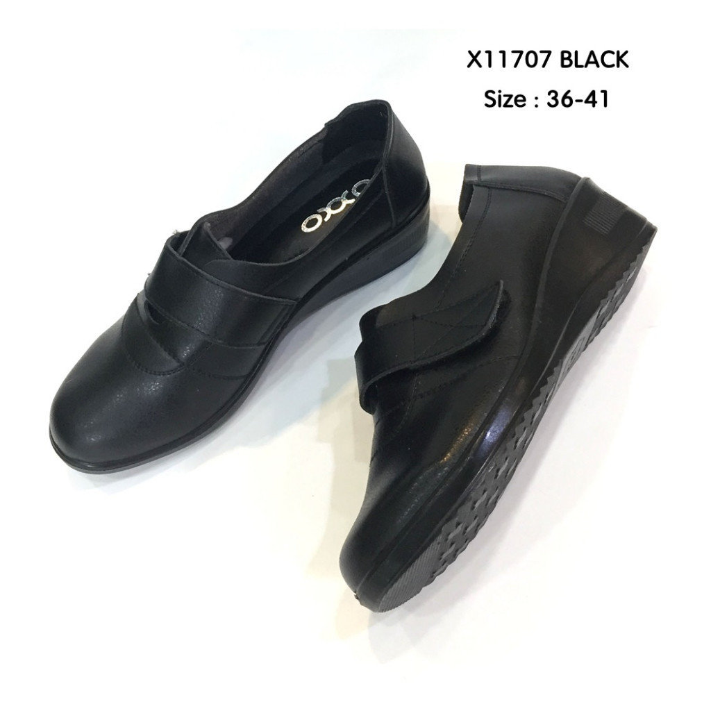 รองเท้าพิธีการ OXXO รองเท้าคัชชูส้นเตี้ย เพื่อสุขภาพหนังนิ่ม ส้นเตารีด สามารถปรับระดับได้ พี้นสูง2นิ้ว ใ