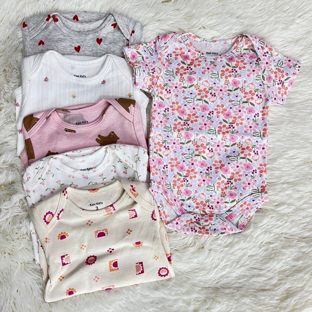 ชุดบอดี้สูทเด็กแรกเกิด(เด็กผู้หญิง) แบบสวมหัว ขาเว้า แขนสั้น ลายน่ารัก ผ้านุ่มCotton100% By Kani Kid's👼🏻💕