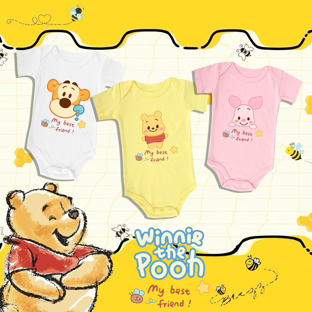 Haginbaby ชุดรอมเปอร์ ผ้าฝ้าย ลายหมีพูห์ สําหรับเด็กทารกแรกเกิด