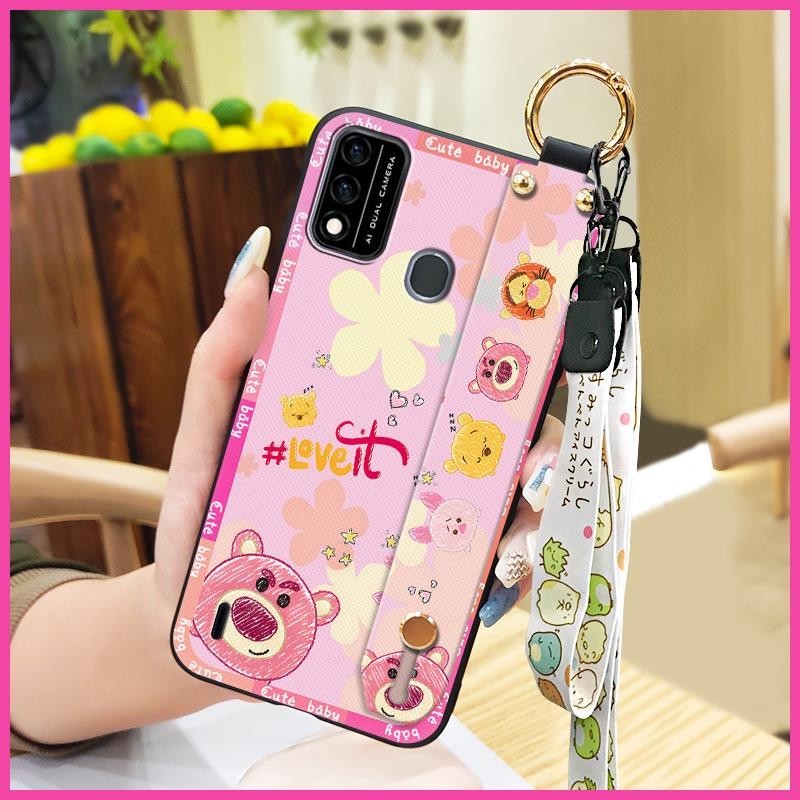 Soft case Lanyard Phone Case For Itel A48 Dirt-resistant Phone Holder Fashion Design Silicone Kickstand Wristband ring