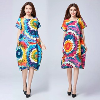 ชุดเดรสพิมพ์ลายมัดย้อมสีสด สวยและทันสมัย สามารถใส่ไปทะเลได้ …