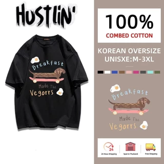 (กรุงเทพมหานคร ผลิต) oversize เสื้อยืด เสื้อแขนสั้นคอกลม เสื้อยืดแฟชั่น ดัชชุนด์ ลายการ์ตูน COTTON100% ผ้าแบบนุ่มพิเศษ