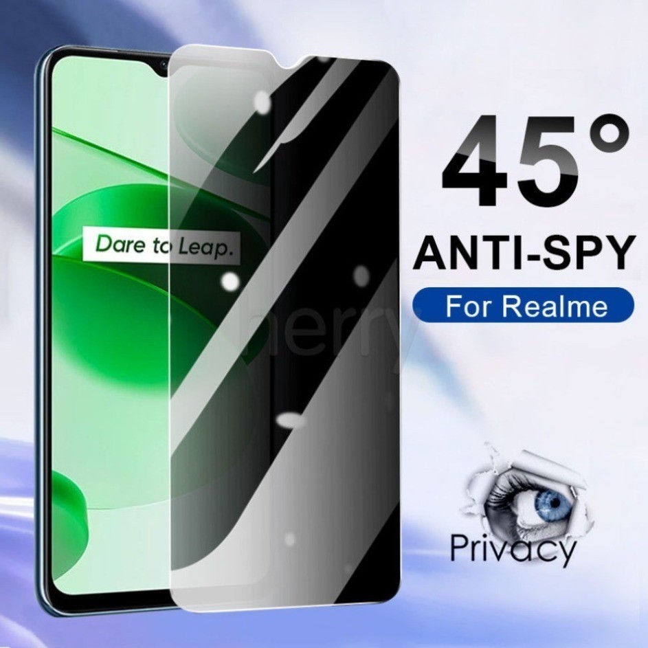 ฟิล์มกระจกนิรภัยกันรอยหน้าจอ ป้องกันการแอบมอง สําหรับ Realme 12 11 10 9 8 8i 7 6 5 5i C67 C55 C53 C3