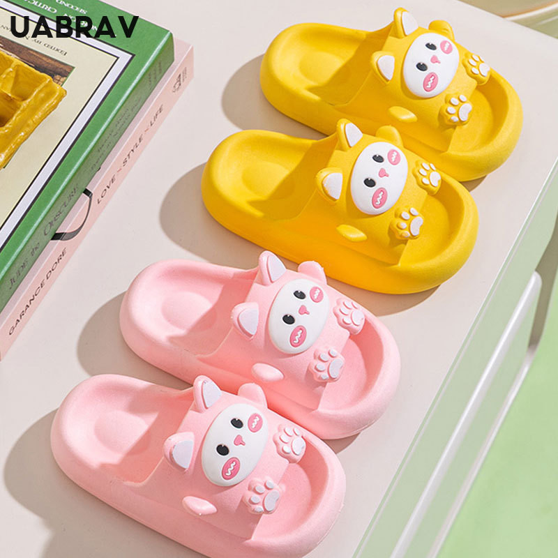 Uabrav รองเท้าแตะเด็ก พื้นหนา กันลื่น นุ่มสบาย ลายการ์ตูนน่ารัก