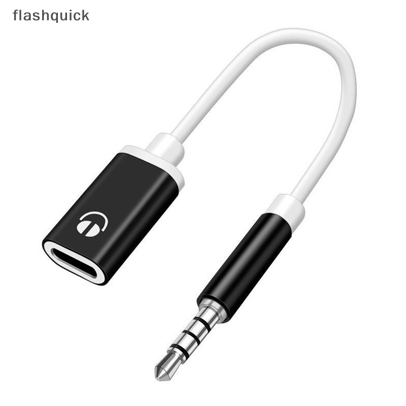 Flashquick 1 ชิ้น 3.5 มม. ตัวผู้ เป็น Type-C ตัวเมีย หูฟัง สาย Aux ตัวแปลง Type-C เป็น แบน หูฟัง หัวกลม สายอะแดปเตอร์ ดี