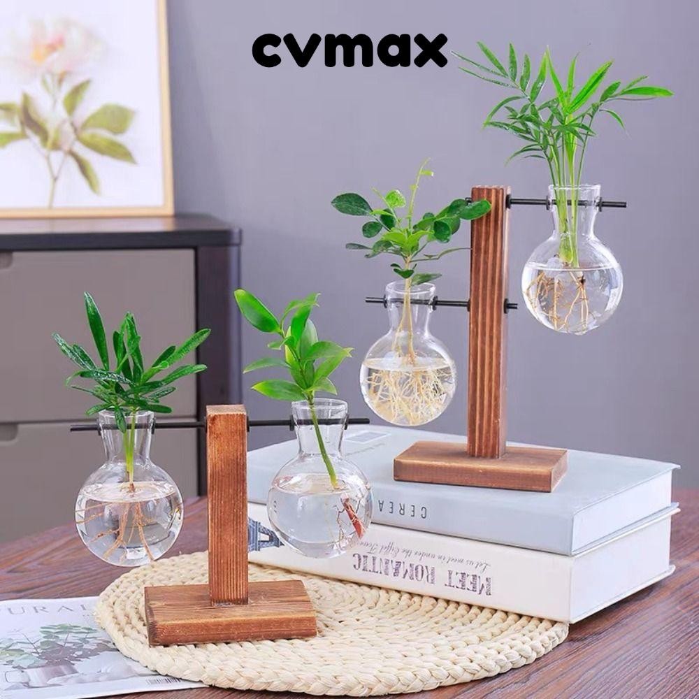 Cvmax โปร่งใสหลอดไฟแจกัน,แก้วสร้างสรรค์ภาชนะพืชไฮโดรโปนิกส์,สก์ท็อปแก้วชาวไร่ตกแต่งที่มีขาตั้งไม้โต๊ะแก้วชาวไร่สําหรับพืชไฮโดรโปนิกส์