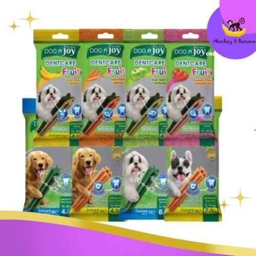 Dog 'n joy ด็อก เอ็นจอย (เดนท์แคร์) ขนมสุนัขขัดฟัน 70-90g