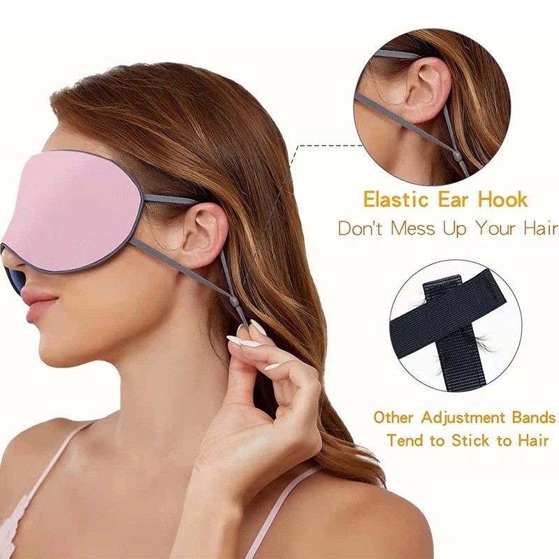 Travel Eye Cover สองด้าน Warm Cool Sleep Eye Mask 3D Contoured Sleeping Blindfold นุ่มสบายนม Silk Eyeshade