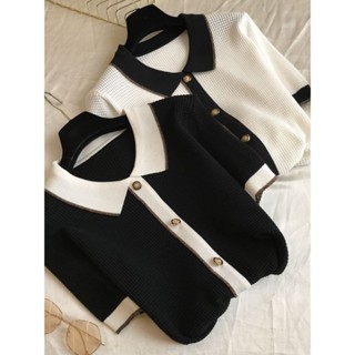 ปีฤดูร้อนผู้หญิงภาษาฝรั่งเศสคํา Chanel สไตล์ Contrast สีโปโล…