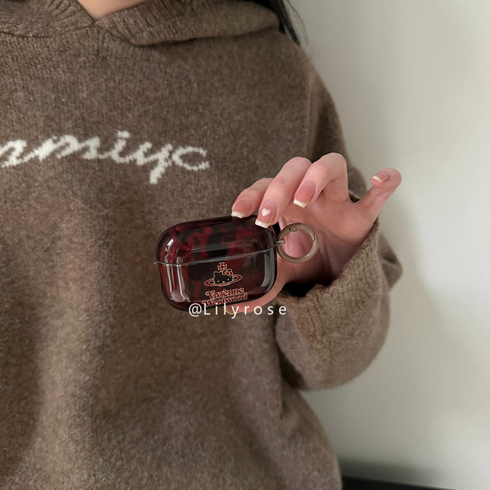 เคส IMD สําหรับ AirPods 4 [2024] เคสป้องกัน AirPods 3 เคสหูฟัง Apple AirPods 2 รุ่นที่สองและรุ่นที่สามบลูทูธ Soft Star Neck Smudge Burgundy KT Cat - รูปที่ 3