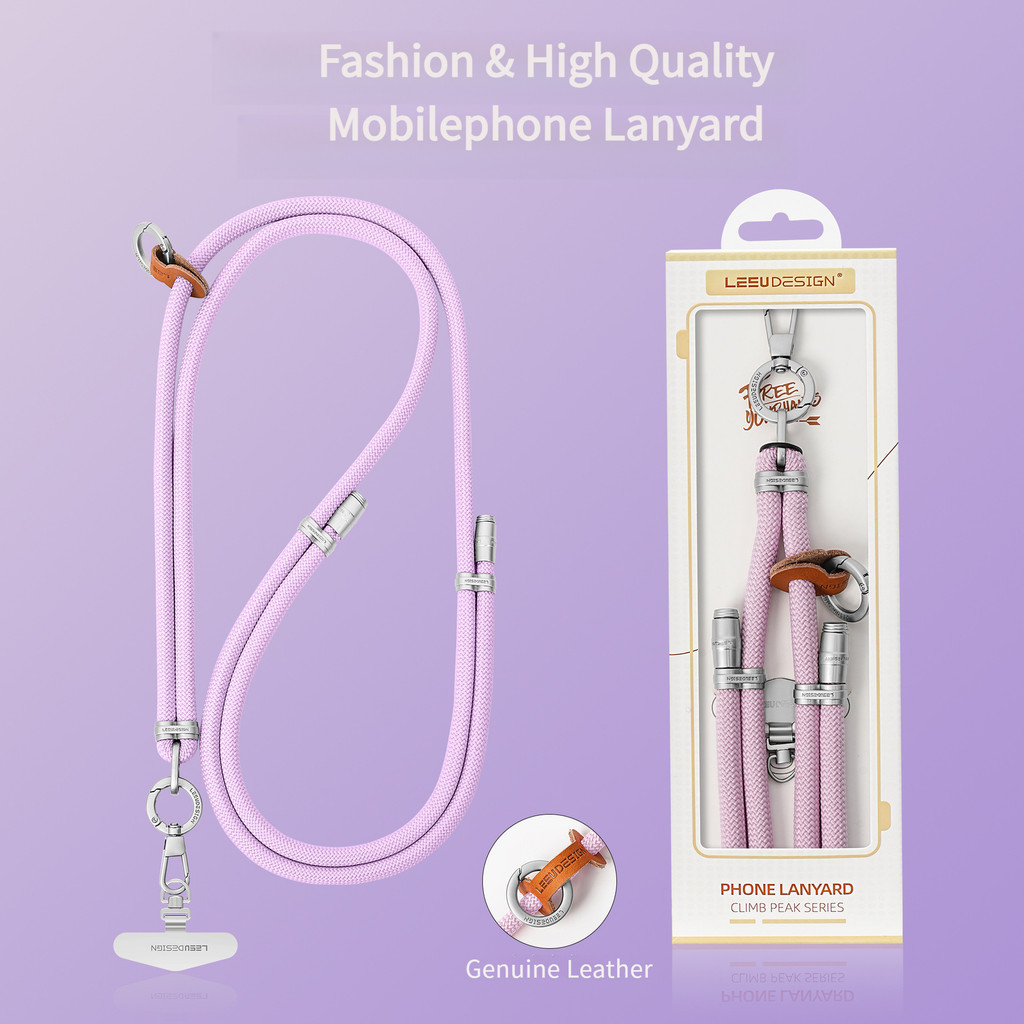 ยอดนิยมโทรศัพท์มือถือ Lanyard ยาว 8 มม.Haleering Halter Crossbody ปรับกลางแจ้ง High-End Silver Climbing Peak สายถัก