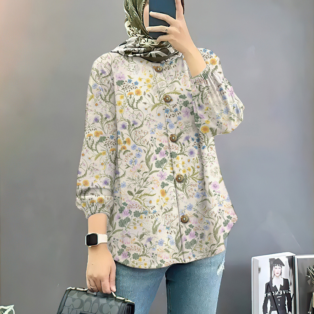2024 Baju เสื้อผ้ามุสลิม plus ขนาด Baju Raya Vintage ดอกไม้ Muslimah เสื้อ Baju Muslimah เสื้อสไตล์ elegant เสื้อ Muslimah