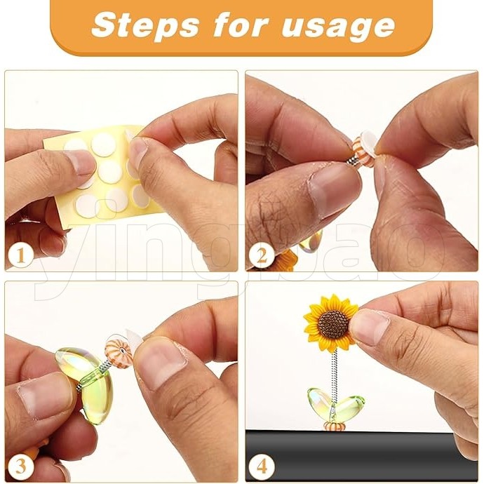 5ชิ้นดอกทานตะวันรถแดชบอร์ดรถจักรยานยนต์,ตกแต่งคอมพิวเตอร์สั่นดวงอาทิตย์ดอกไม้ หัวกลม ตกแต่งรถสําหรับผู้หญิง,สําหรับสาวน่ารักรถภายในโต๊ะเครื่องประ - รูปที่ 3