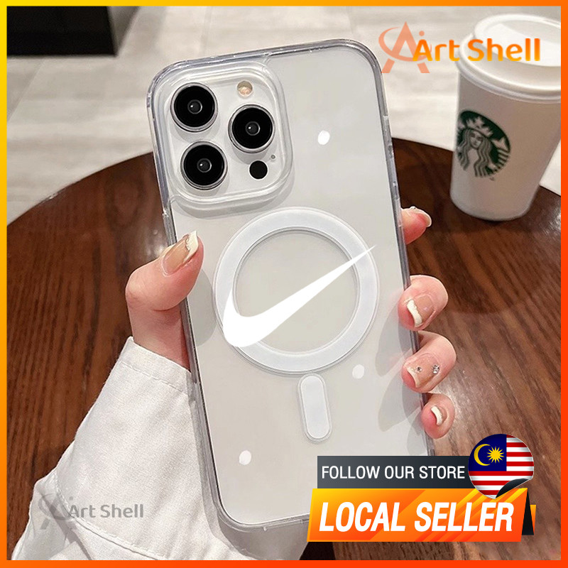 เข้ากันได้กับ iphone 16 Pro Max big nike โลโก้สีขาว 12 13 14 15 11 Pro Max Casing xr xs Max 7 8 Plus