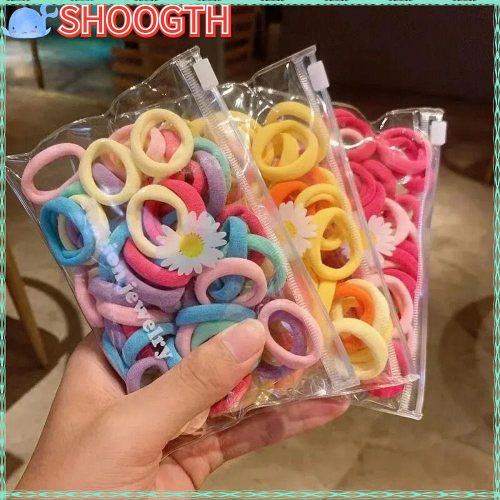 Shoogth 50 ชิ้น/เซ็ตเชือกผม,ยืดหยุ่นสีลูกกวาดยางรัด,แฟชั่น Scrunchie ผ้าขนหนูแหวนสาวผู้หญิง