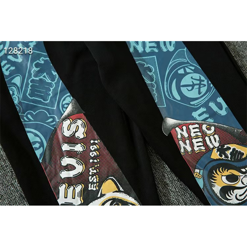 ขนาดใหญ่แฟชั่นผ้าฝ้าย Sweatpants ผู้ชายและผู้หญิง Blue Daruma Lucky Cat กางเกงกีฬากางเกงเอวยางยืด - รูปที่ 4