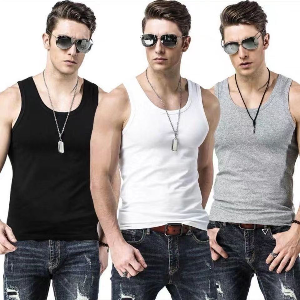 【HEZSTORE】เสื้อกล้าม ผ้าฝ้าย เข้ารูป สีพื้น สไตล์ทหาร สําหรับผู้ชาย และผู้ใหญ่ ไซซ์ M-3XL