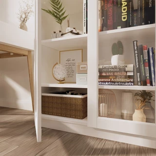 Koncept Furniture ตู้สูงบานเปิดกระจกใส PLAY รุ่น JOBIO สีขาว (80x37x180 ซม.) แบรนด์ KONCEPT FURNITURE