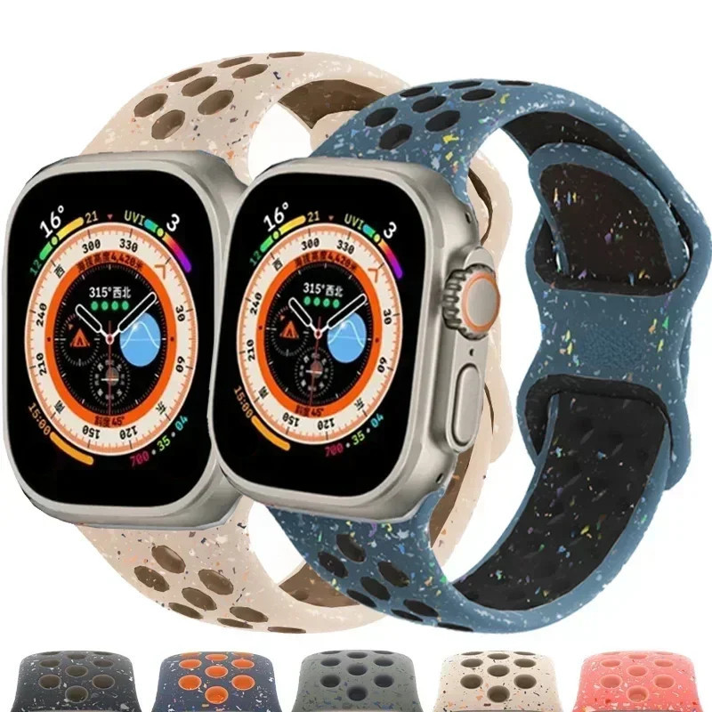 สายนาฬิกาข้อมือยาง ของแท้ สําหรับ Apple Watch Ultra 2 49 มม. 45 มม. 44 มม. 42 มม. 38 มม. IWatch series 9 8 7 6 5 SE 4 3