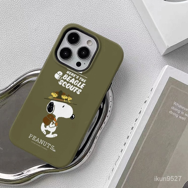 เคสโทรศัพท์มือถือ ลายสนูปปี้ สองชั้น แวววาว สําหรับ Iphone 15Promax 14 13Pro 12 11Promax XR 7PLUS