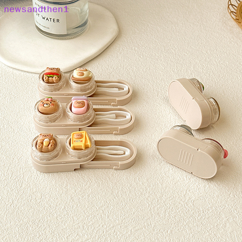 Newsandthen1 แบบพกพา หมีน่ารัก คอนแทคเลนส์ ที่ใส่ เดินทาง ตา คอนแทคเลนส์ เคสคอนเทนเนอร์ กล่องเก็บอุปกรณ์การเดินทาง ดี