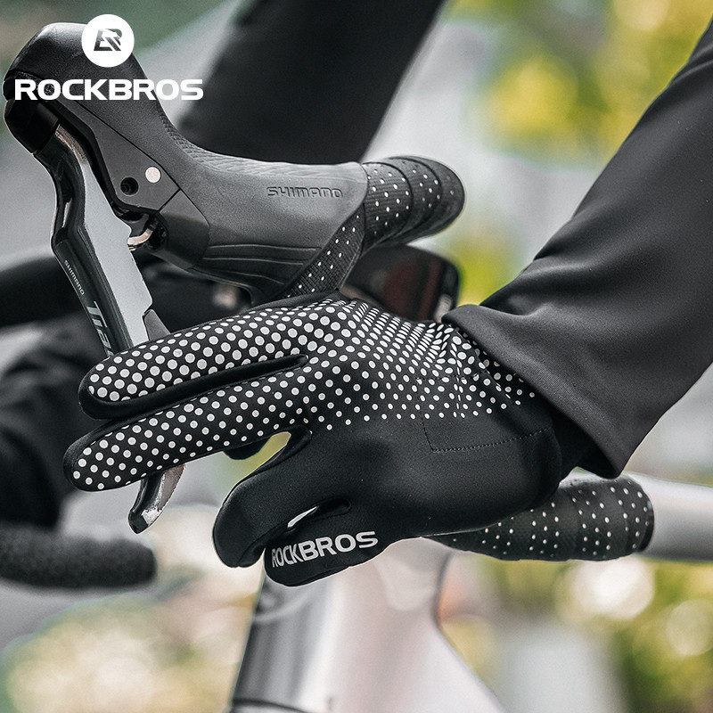 Rockbros ถุงมือเต็มนิ้ว ระบายอากาศ สบาย กันลื่น กันกระแทก สําหรับขี่จักรยาน MTB