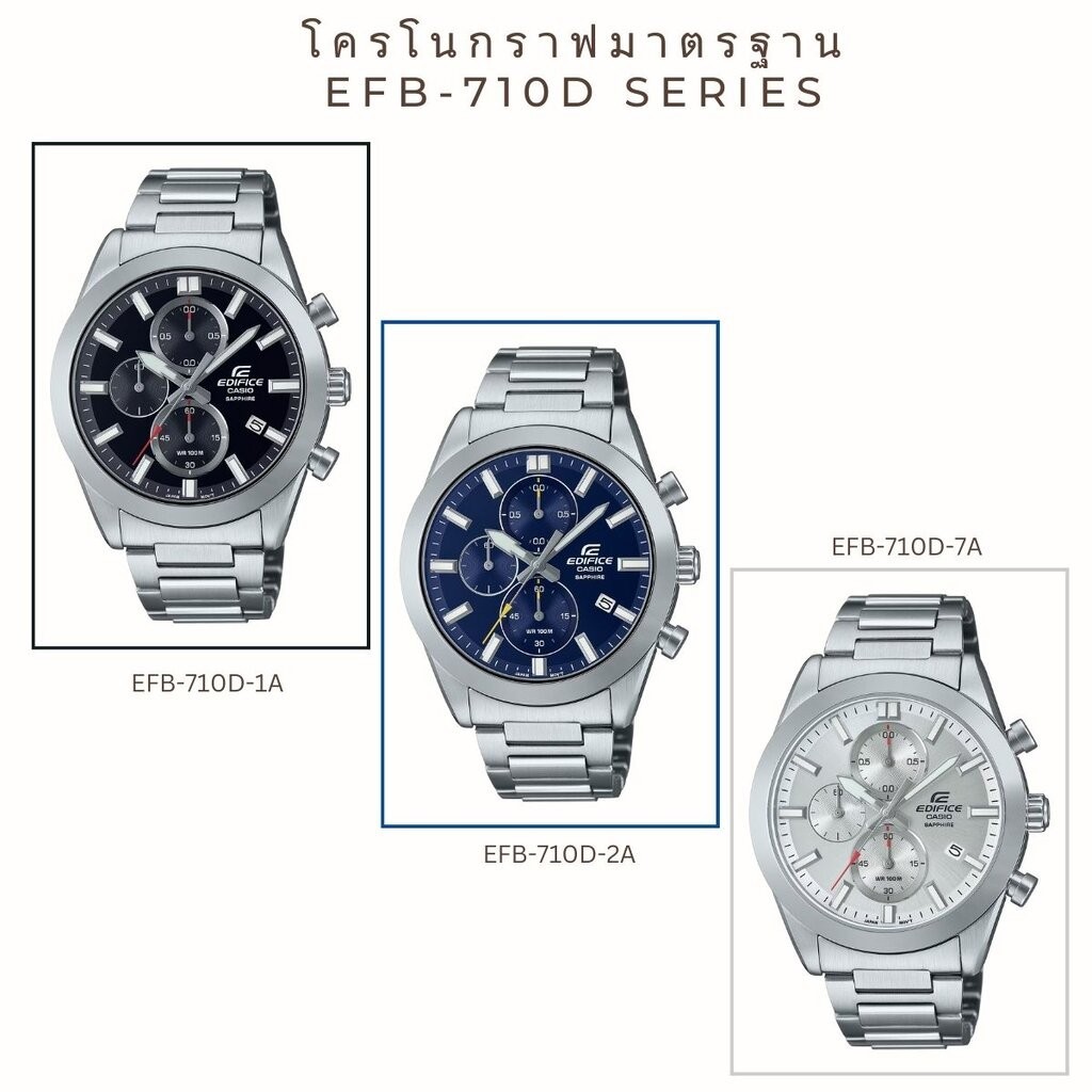 Casio Edifice นาฬิกาข้อมือผู้ชาย สายสเตนเลสสตีล รุ่น EFB-710,EFB-710D (EFB-710D-1A,EFB-710D-2A,EFB-7