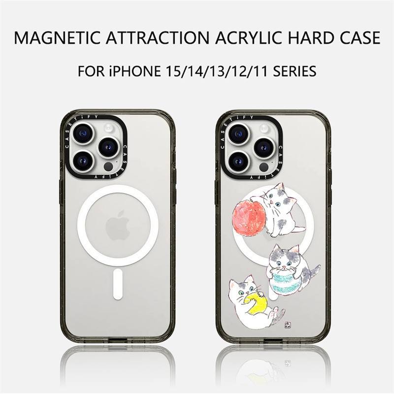 Casetify X เคสโทรศัพท์มือถืออะคริลิค TPU แข็ง ใส ขอบสีดํา และสีขาว พร้อมกล่อง สําหรับ Apple IPhone 11 12 13 14 15 Pro Max
